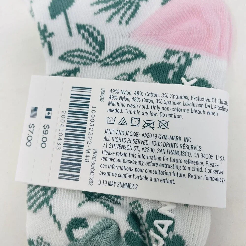 Janie and Jack Baby Girls 12-24 Months Shoe Size 4-6C Flamingo Palm Ankle Socks